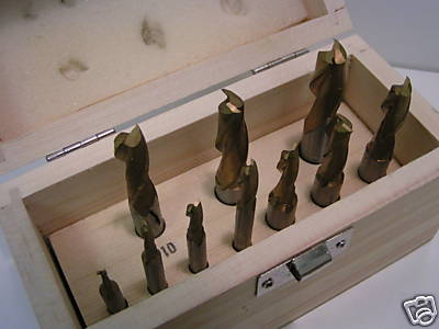 10 piece 2 Flute End Mill Set TiN Coated - Metric